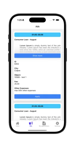 Mobile application screenshot